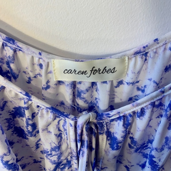 White and Purple Flowy Sleeve Dress (M) - Picture 2 of 6